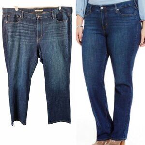 Levis Classic Straight Jeans Plus Size 24 High Rise Dark Blue Wash Stretch Denim